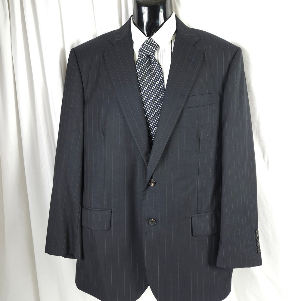 Brooks Brothers Men's 42S Pinstripe‎ Wool Blazer Black Navy